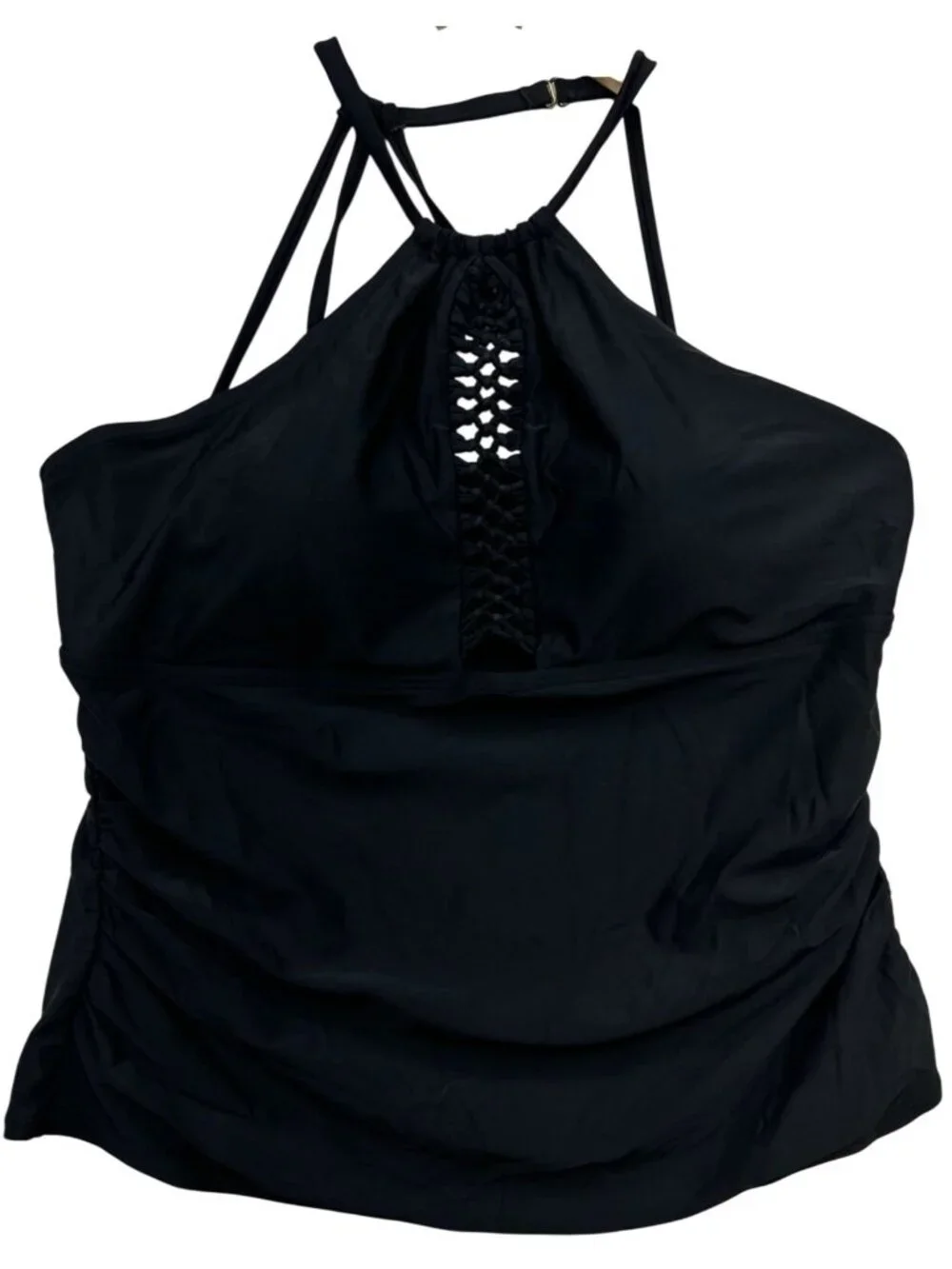 Swimsuits For All Women's High-Neck Tankini Top Sleeveless Size 16 Black Solid
